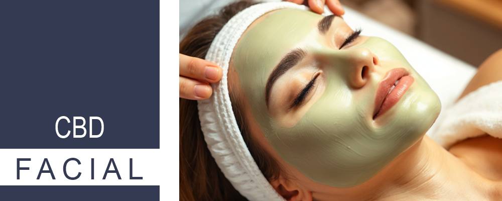 A woman enjoying a soothing CBD facial mask treatment for healthy skin.